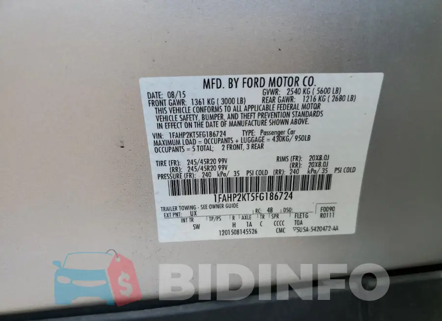 1FAHP2KT5FG186724 Photo# 12