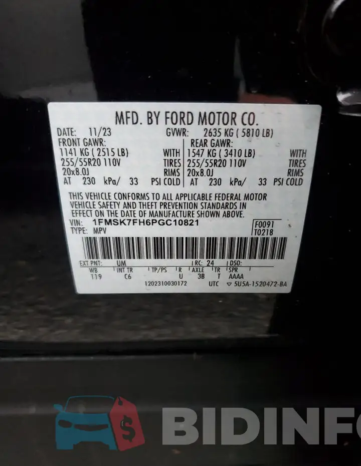 1FMSK7FH6PGC10821 Photo# 13