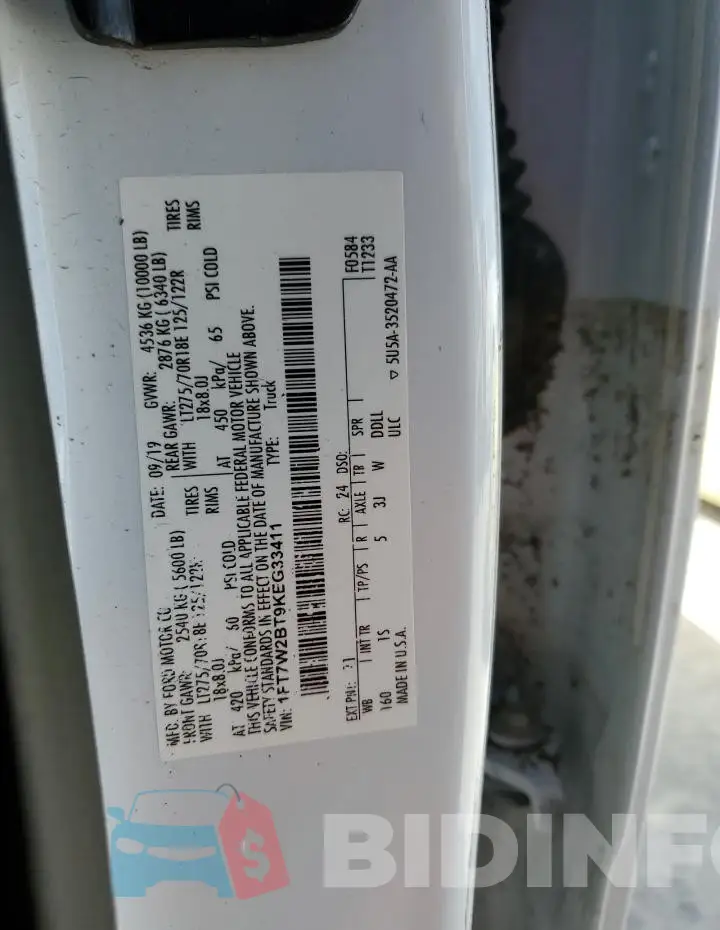 1FT7W2BT9KEG33411 Photo# 13