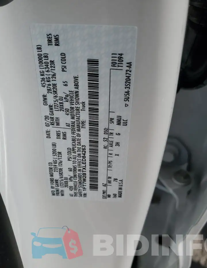 1FT7W2BTXLED84263 Photo# 12