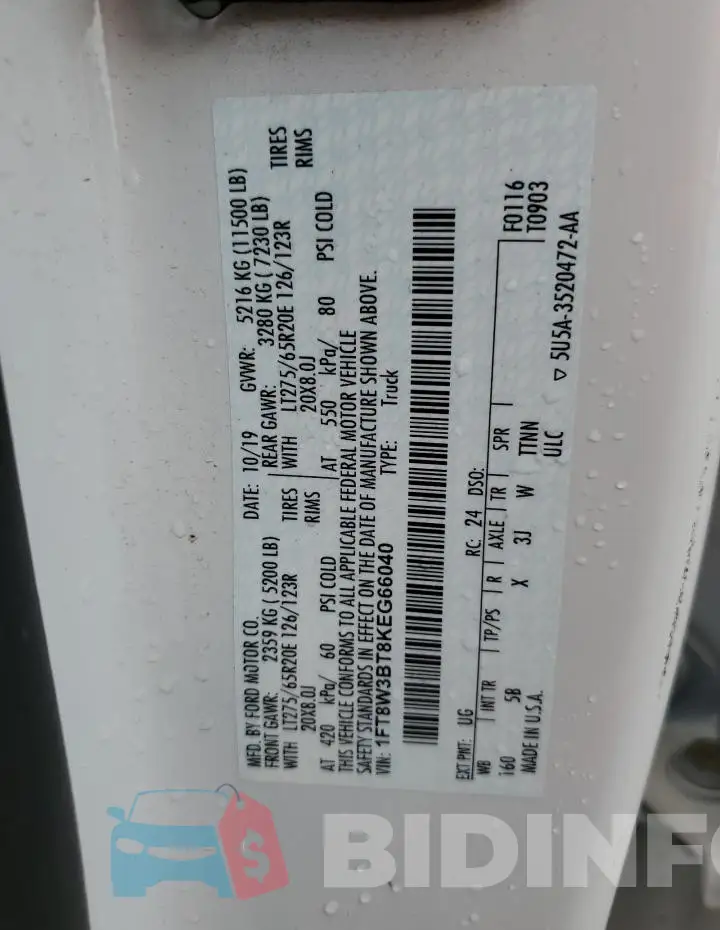 1FT8W3BT8KEG66040 Photo# 13