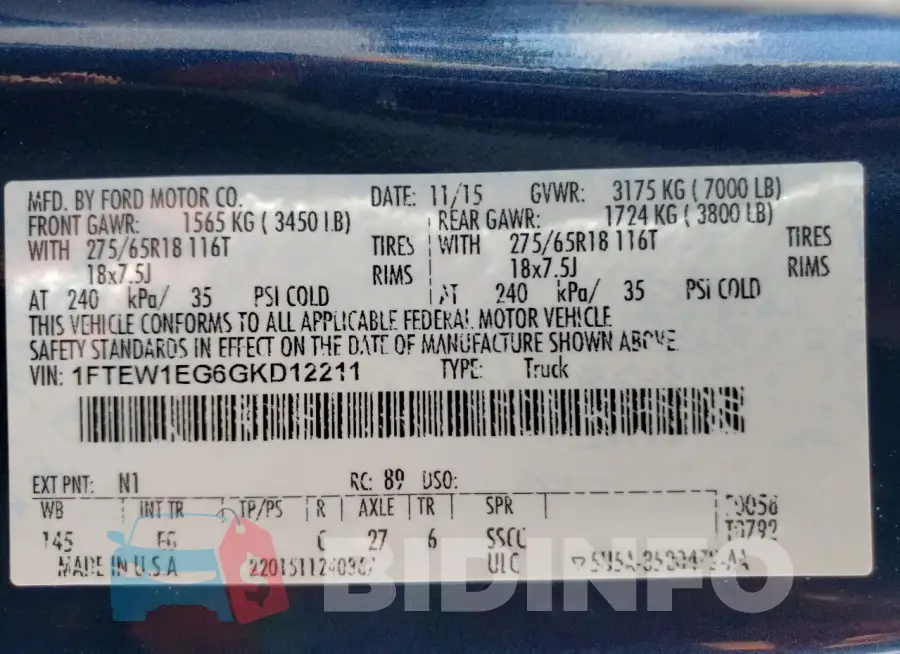1FTEW1EG6GKD12211 Photo# 12
