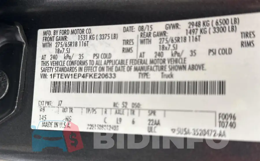 1FTEW1EP4FKE20633 Photo# 10