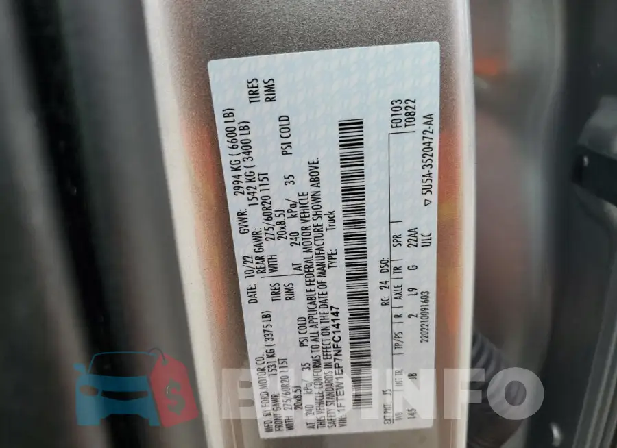 1FTEW1EP7NFC14147 Photo# 12
