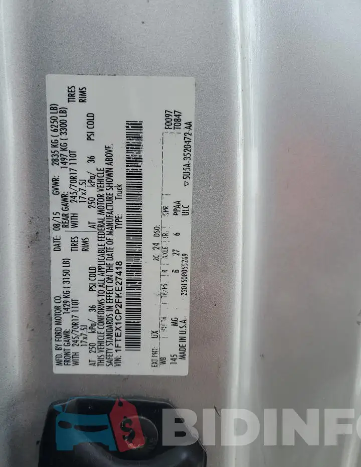 1FTEX1CP2FKE27418 Photo# 13