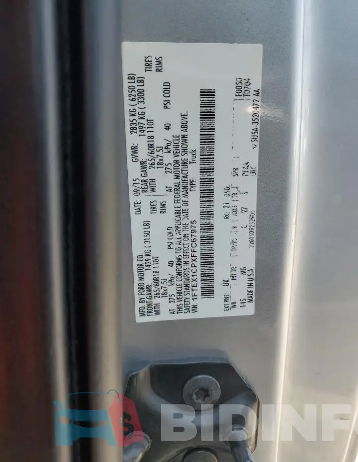 1FTEX1CPXFFC67975 Photo# 13