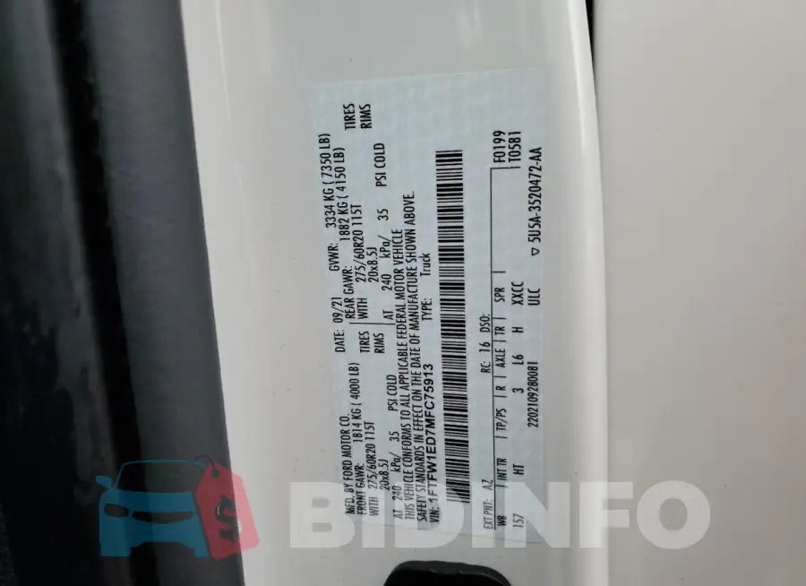 1FTFW1ED7MFC75913 Photo# 13