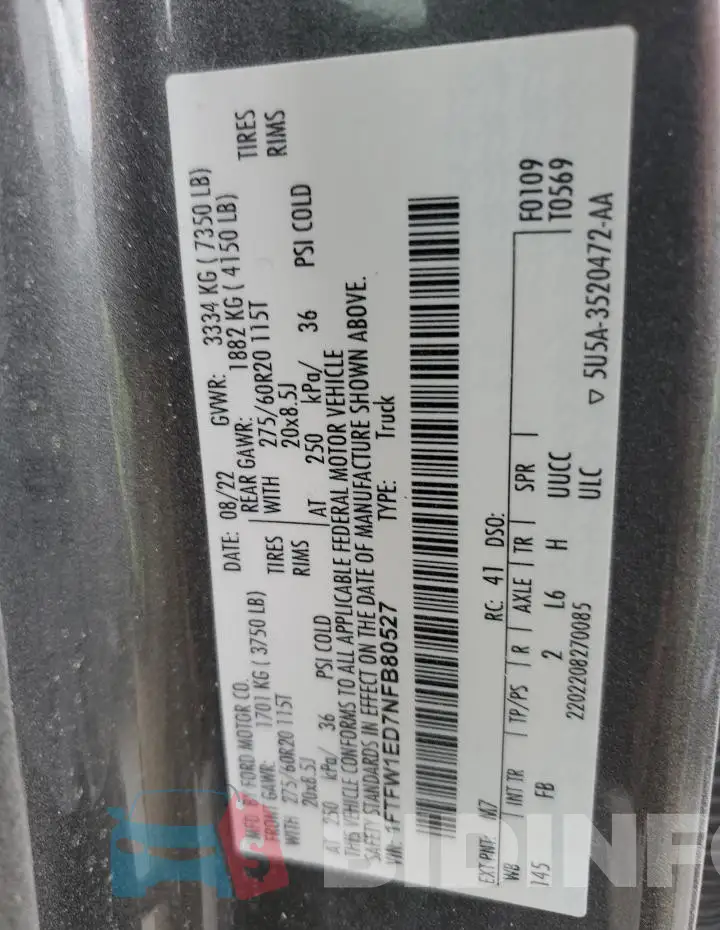 1FTFW1ED7NFB80527 Photo# 13