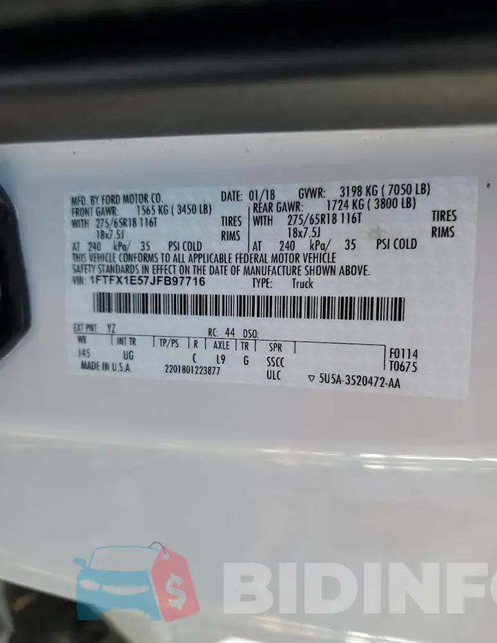 1FTFX1E57JFB97716 Photo# 12
