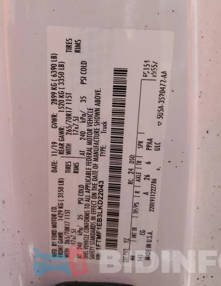 1FTMF1EB3LKD22043 Photo# 13