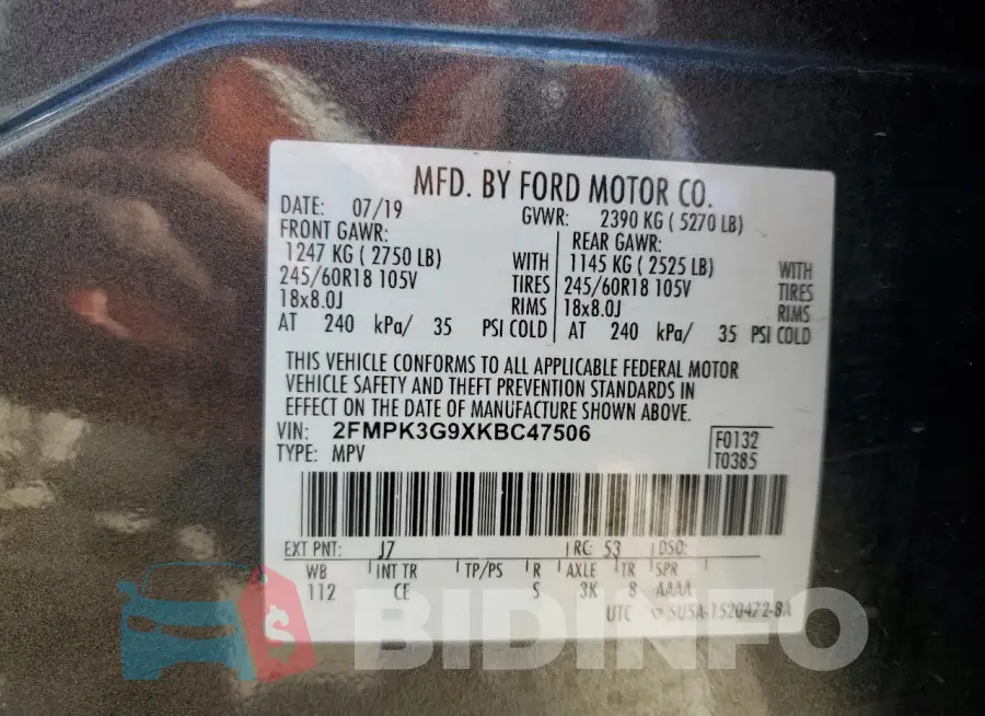 2FMPK3G9XKBC47506 Photo# 14