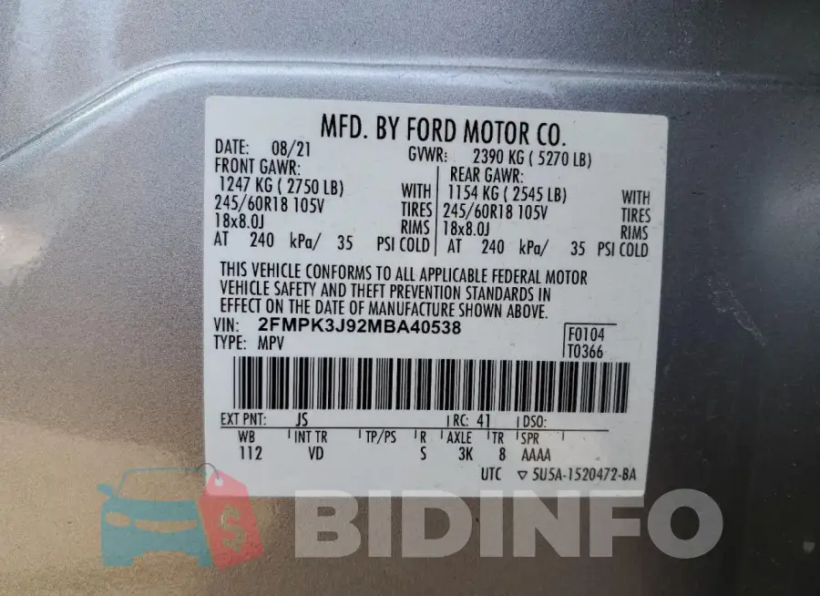 2FMPK3J92MBA40538 Photo# 13