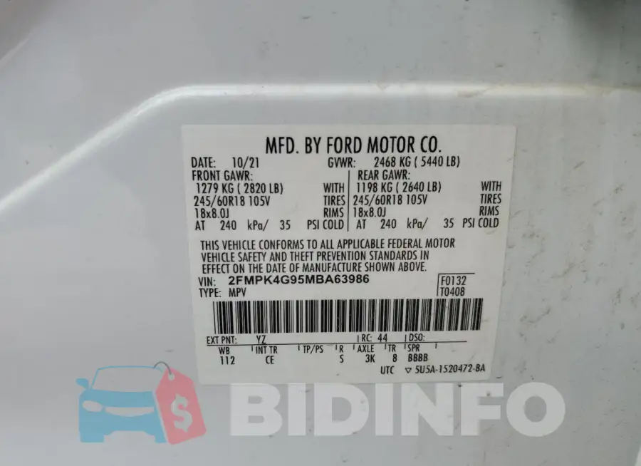 2FMPK4G95MBA63986 Photo# 14