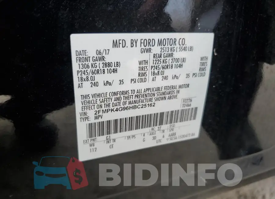 2FMPK4G96HBC25162 Photo# 13