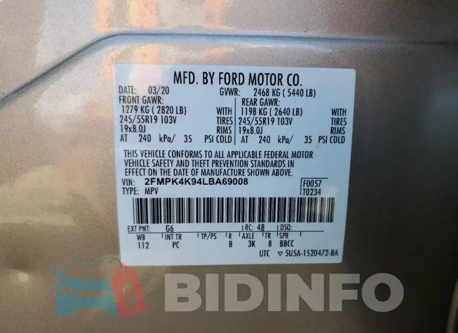 2FMPK4K94LBA69008 Photo# 14