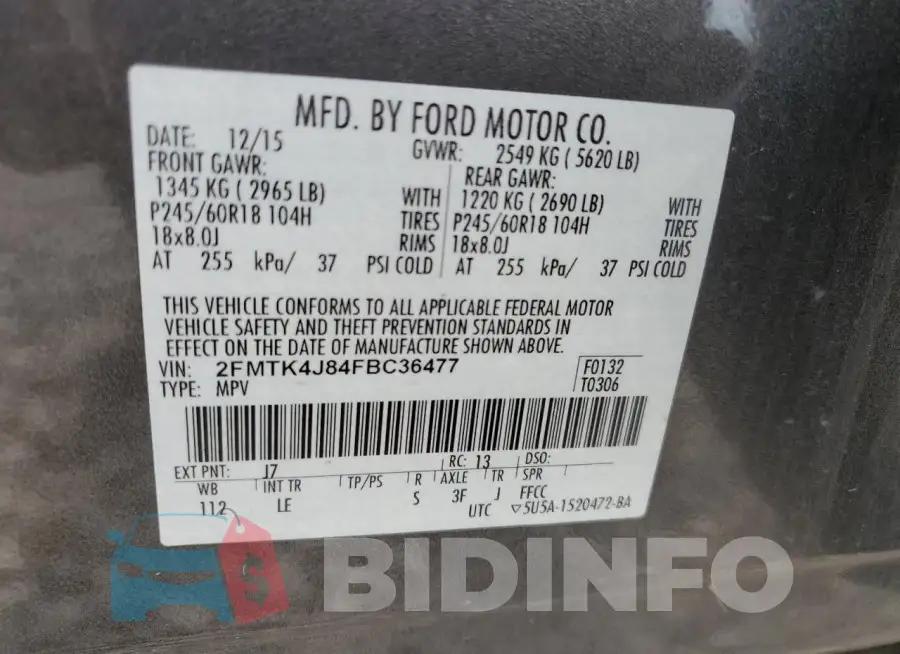 2FMTK4J84FBC36477 Photo# 13