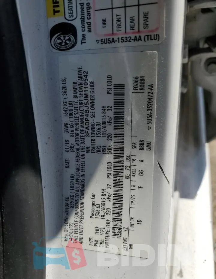 3FADP4BJ5JM110542 Photo# 12
