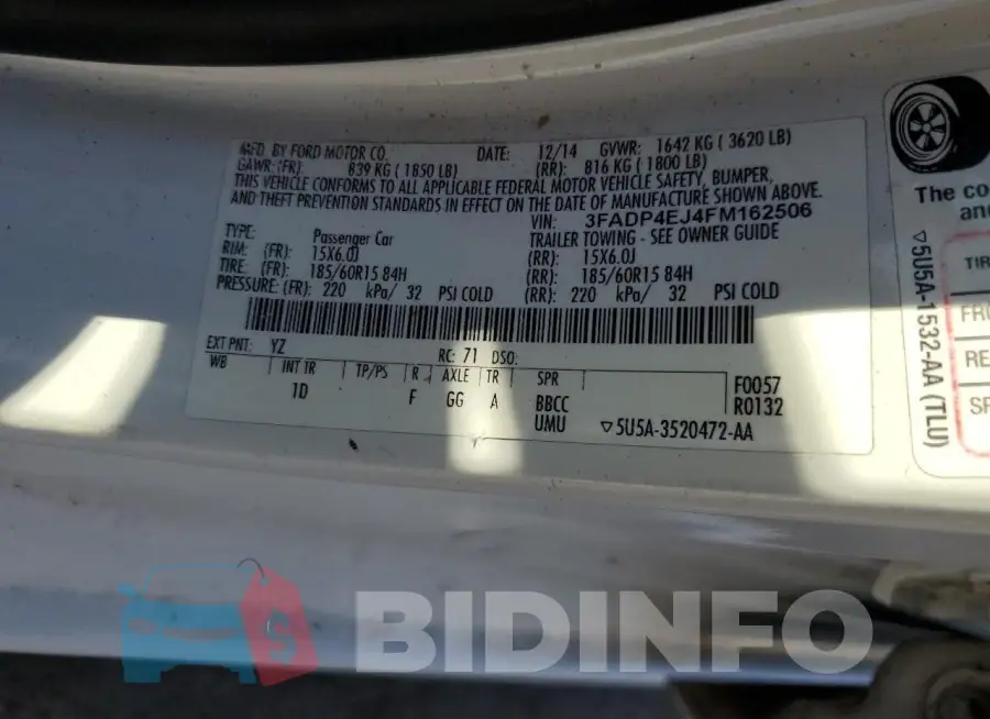 3FADP4EJ4FM162506 Photo# 12