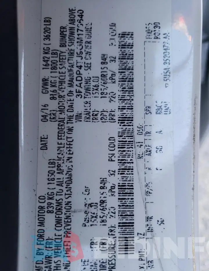 3FADP4TJ9GM170640 Photo# 13