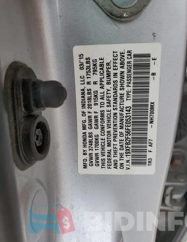 19XFB2F56FE053143 Photo# 12