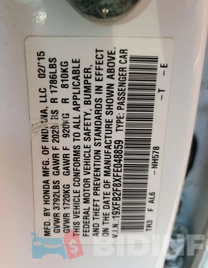19XFB2F8XFE048859 Photo# 12