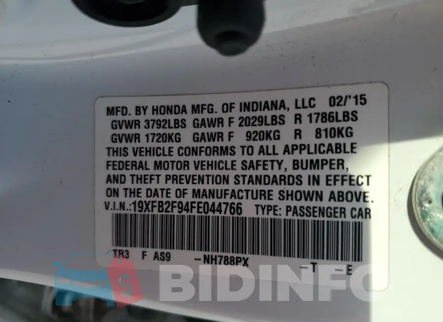 19XFB2F94FE044766 Photo# 13