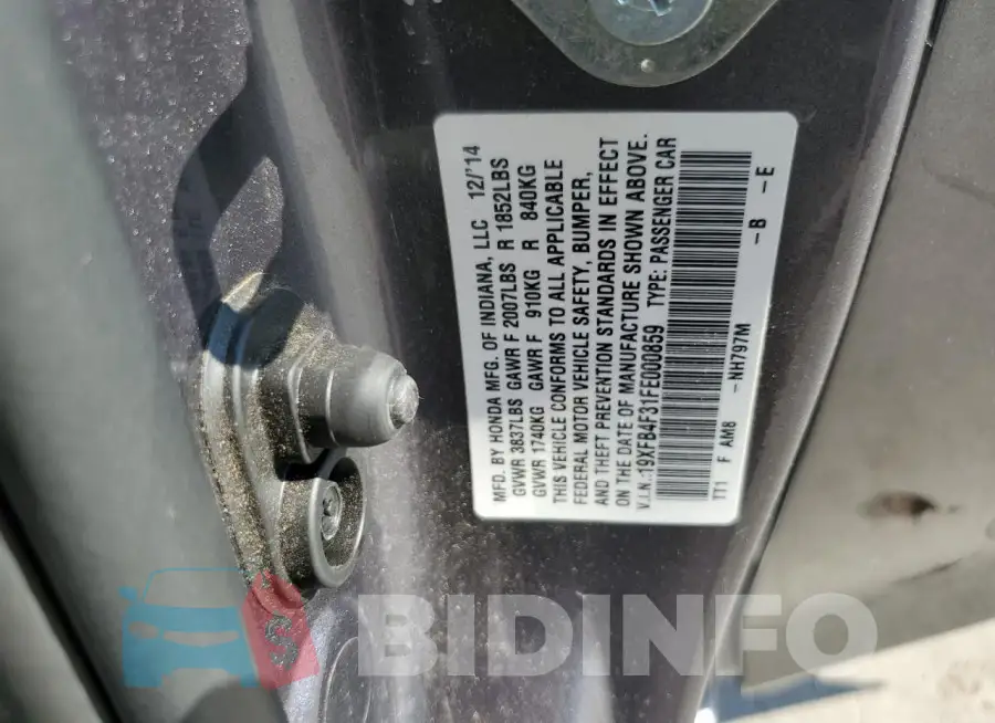 19XFB4F31FE000859 Photo# 12