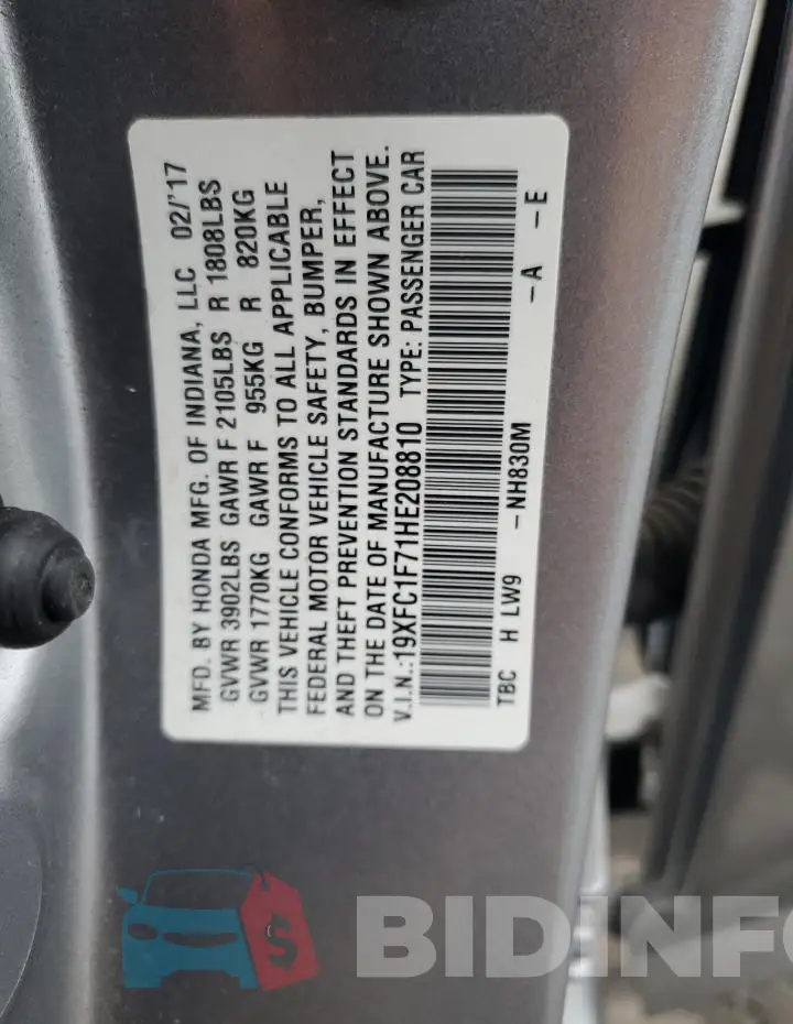 19XFC1F71HE208810 Photo# 12