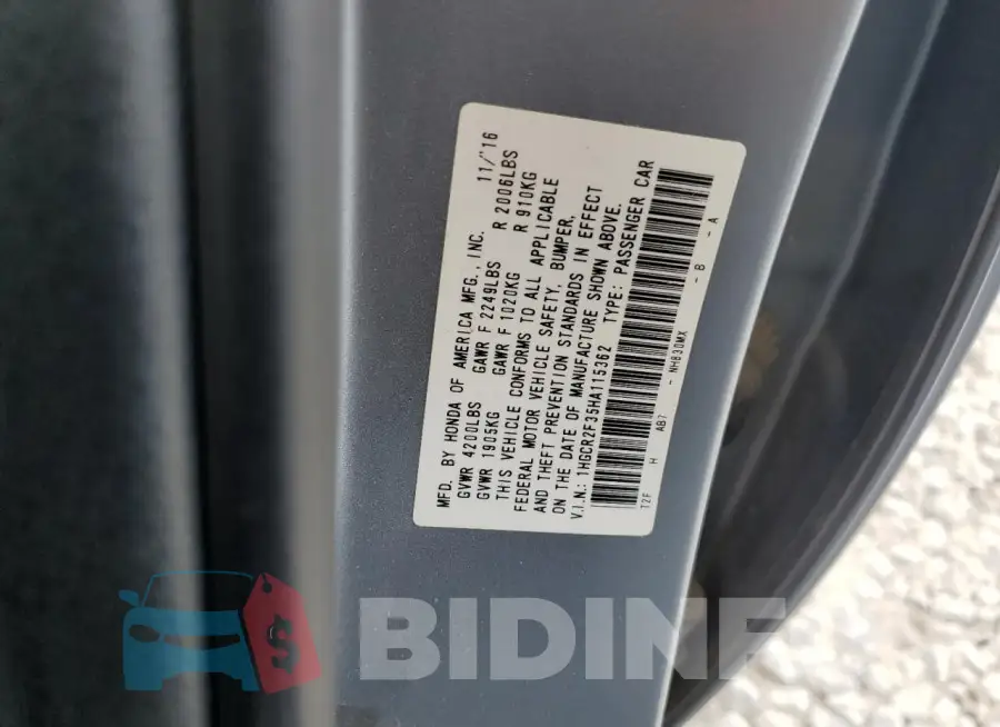 1HGCR2F35HA115362 Photo# 13
