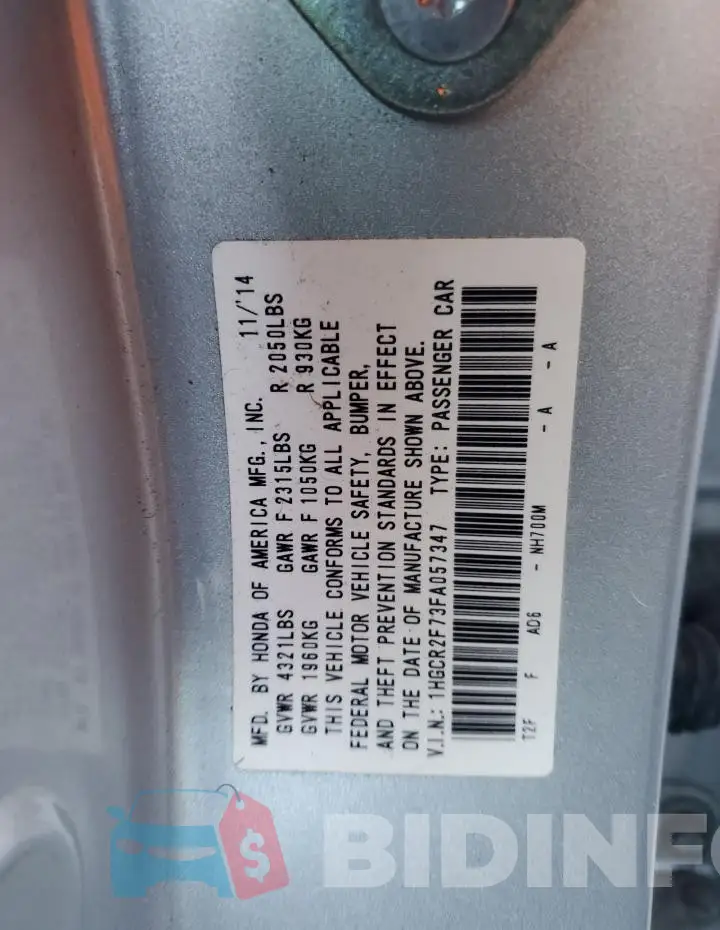 1HGCR2F73FA057347 Photo# 13