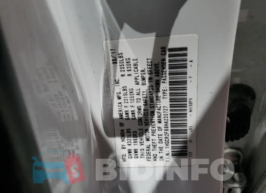 1HGCR2F88HA230727 Photo# 12
