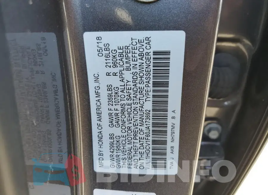 1HGCV1F60JA173692 Photo# 13