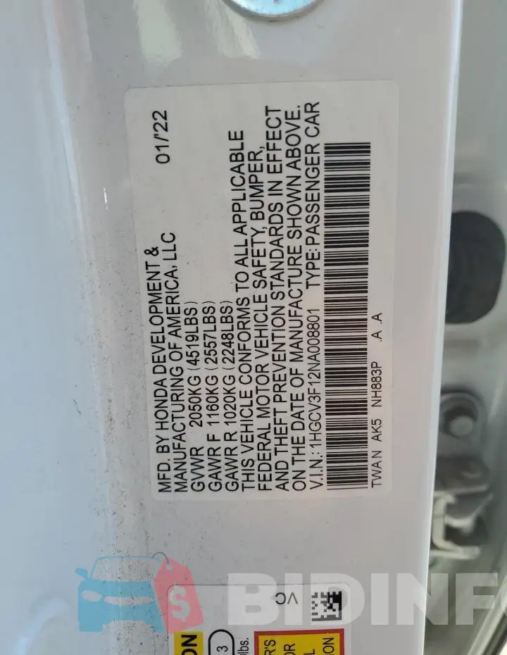 1HGCV3F12NA008801 Photo# 12
