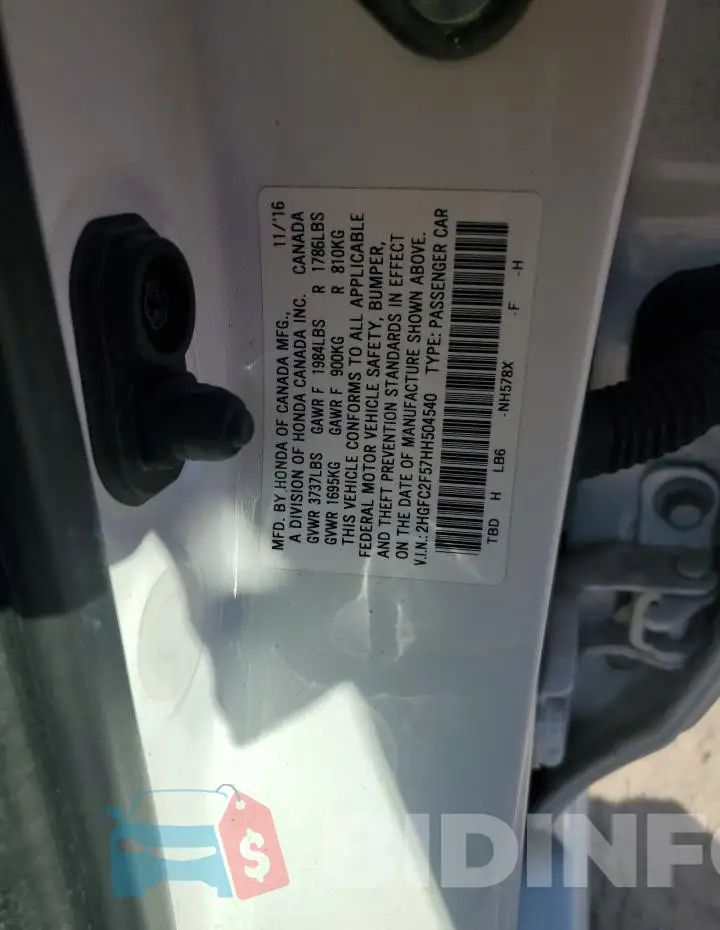2HGFC2F57HH504540 Photo# 12