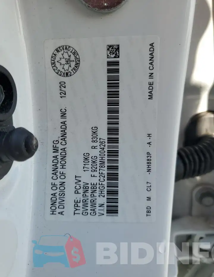 2HGFC2F78MH004267 Photo# 13