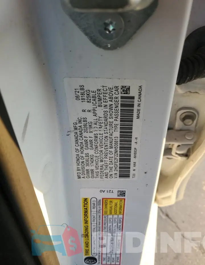 2HGFE2F22NH506613 Photo# 12
