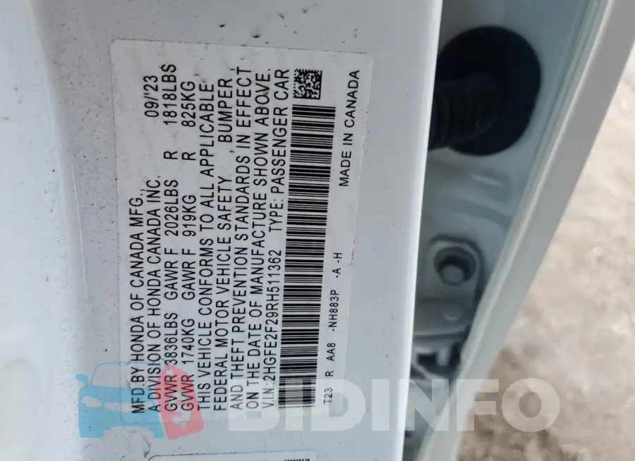 2HGFE2F29RH511362 Photo# 12