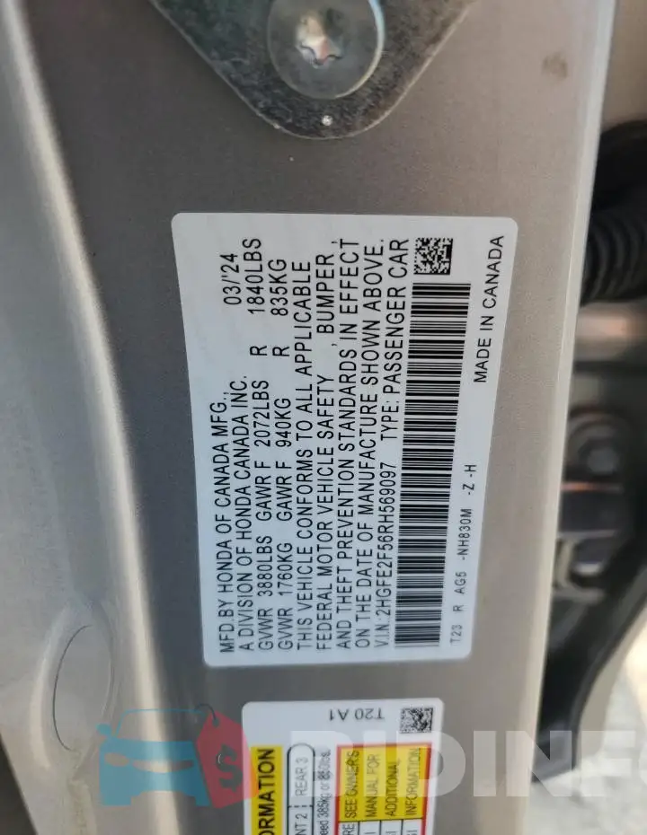 2HGFE2F56RH569097 Photo# 12