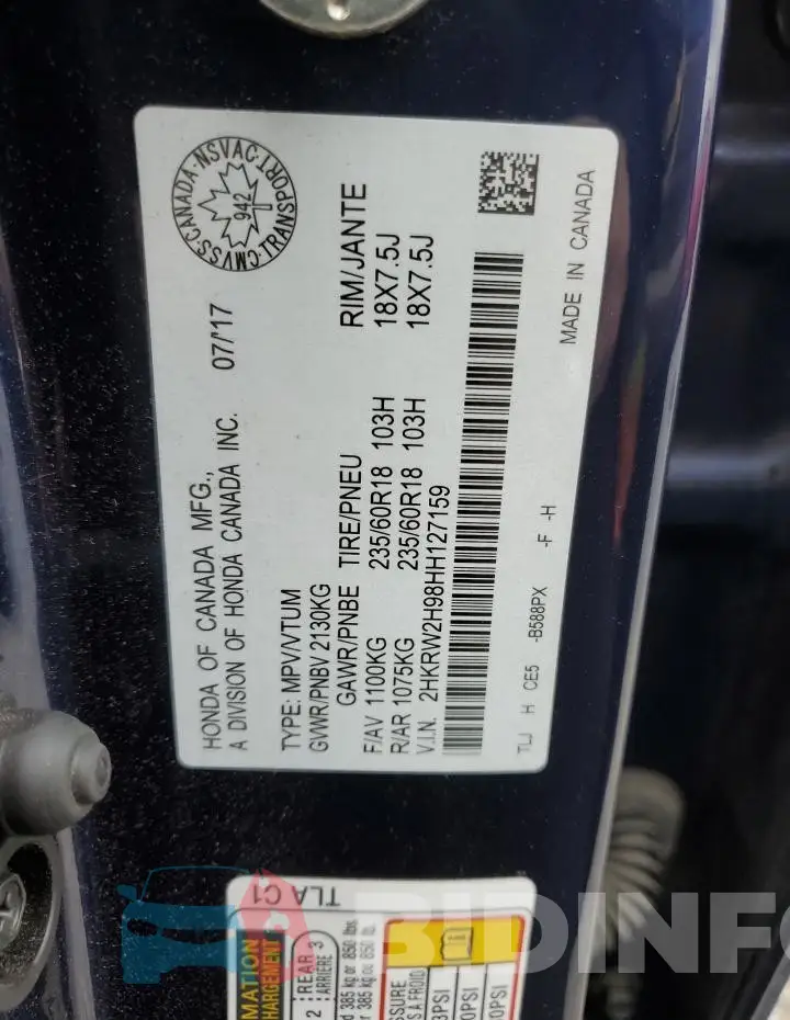 2HKRW2H98HH127159 Photo# 13