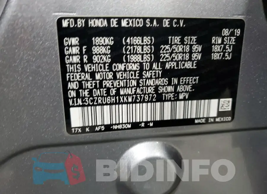 3CZRU6H1XKM737972 Photo# 13