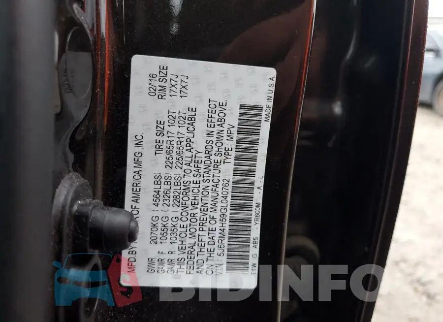 5J6RM4H59GL040762 Photo# 14