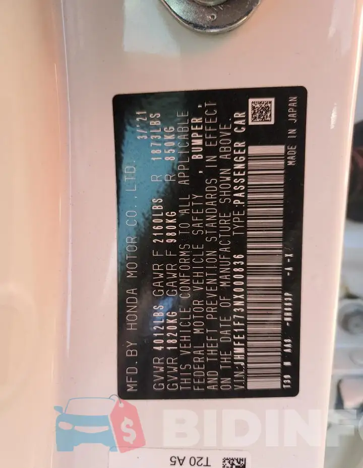 JHMFE1F73NX000836 Photo# 12