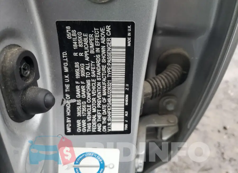 SHHFK7G49JU226321 Photo# 12