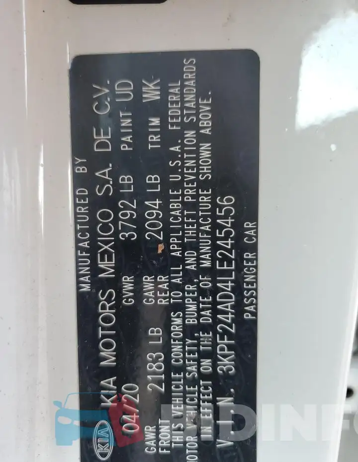 3KPF24AD4LE245456 Photo# 13