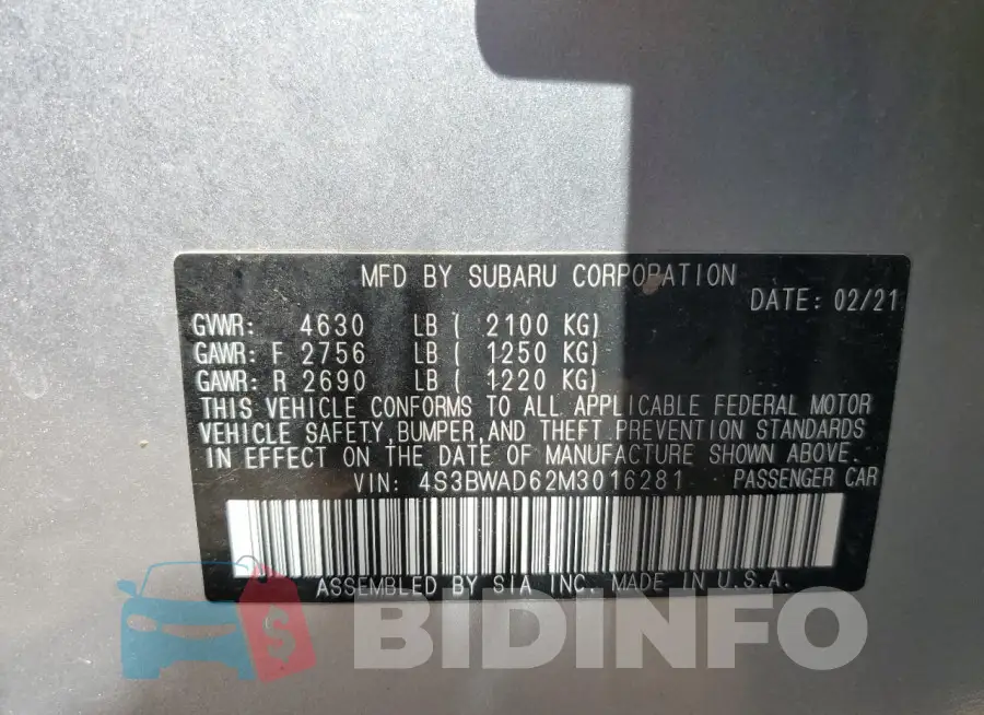 4S3BWAD62M3016281 Photo# 13