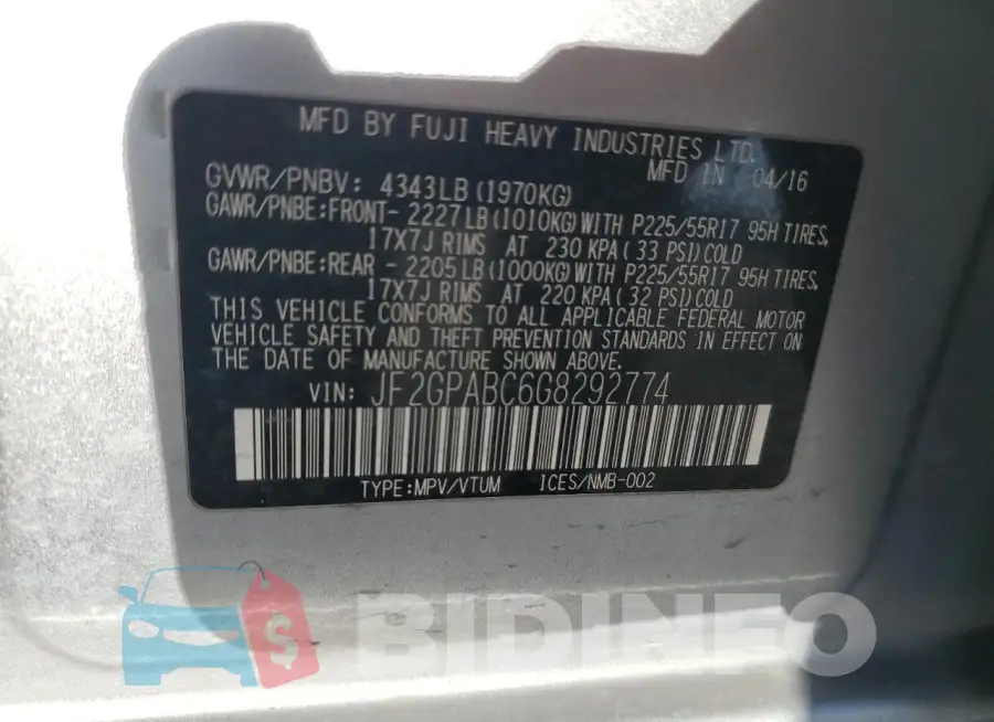 JF2GPABC6G8292774 Photo# 14