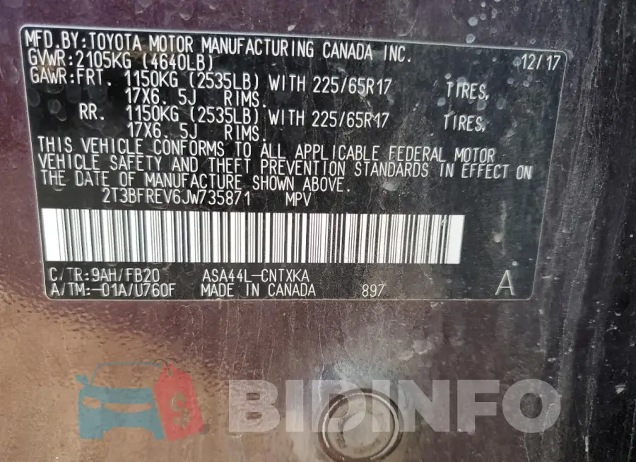 2T3BFREV6JW735871 Photo# 13
