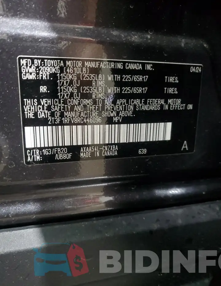2T3F1RFV8RC446096 Photo# 14