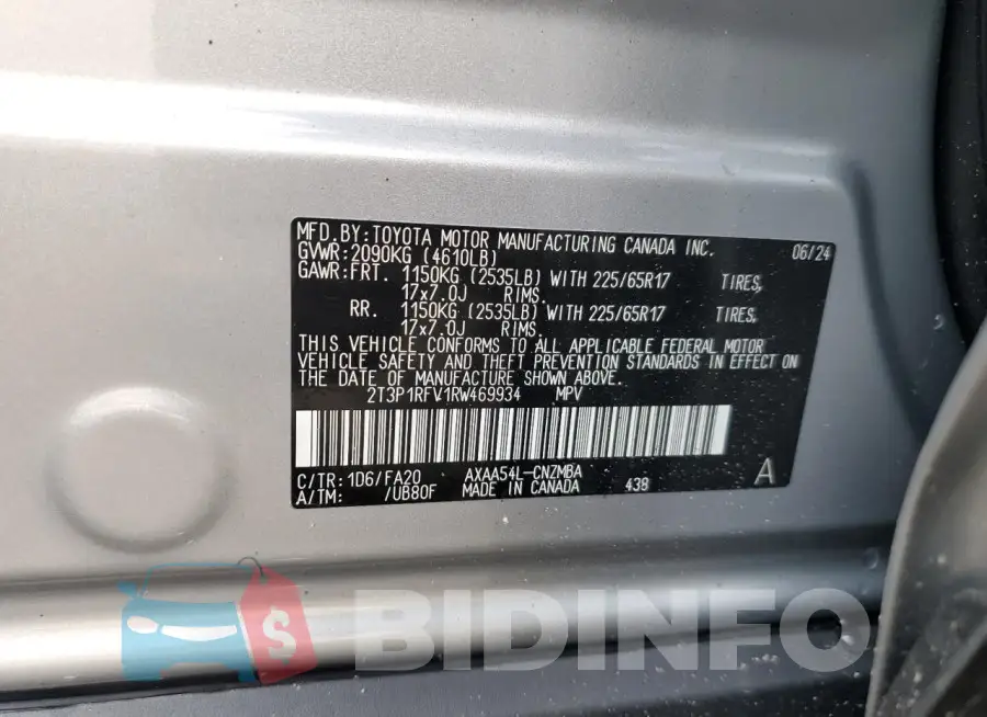 2T3P1RFV1RW469934 Photo# 13