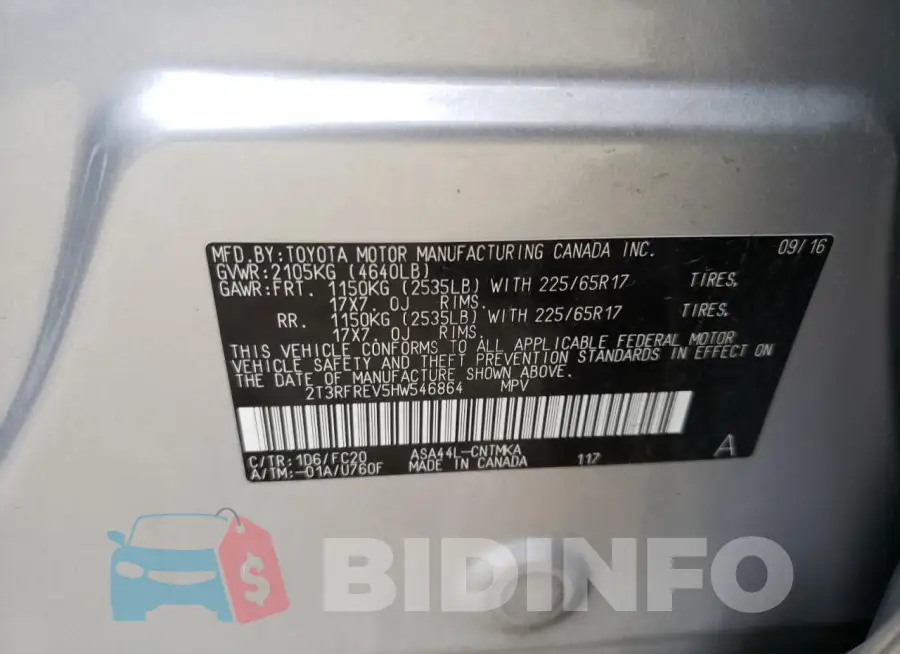 2T3RFREV5HW546864 Photo# 13